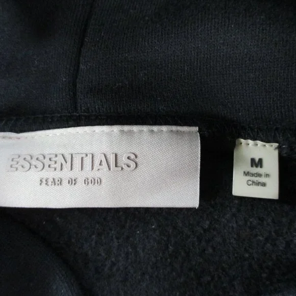 Fear of God Essentials Stretch Limo Hoodie Adult Medium Black Logo Spellout EUC - Picture 4 of 9